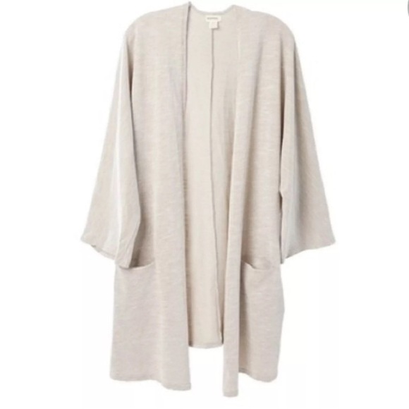 DONNI NWT Long Line Cardigan Tan Grayish Ribbed Basic Casual - Picture 6 of 10